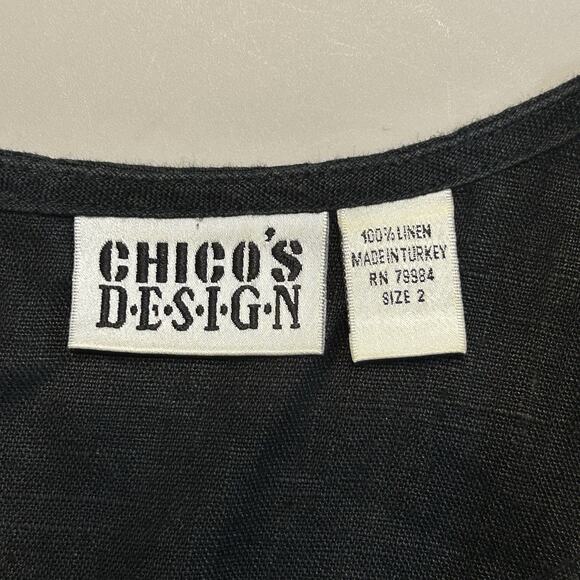 Chicos Black Linen Minimalist Lagom Lagenlook‎ Sleeveless Shift Dress Sz 2 US 12 - Picture 3 of 5